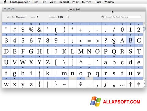 સ્ક્રીનશૉટ Fontographer Windows XP