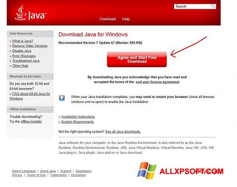 સ્ક્રીનશૉટ Java Windows XP