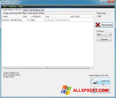 સ્ક્રીનશૉટ XBoot Windows XP