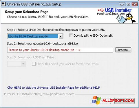 સ્ક્રીનશૉટ Universal USB Installer Windows XP