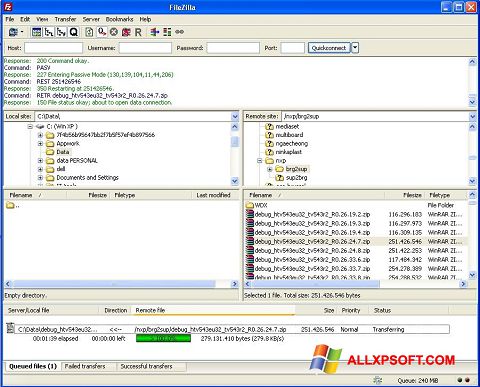 સ્ક્રીનશૉટ FileZilla Server Windows XP