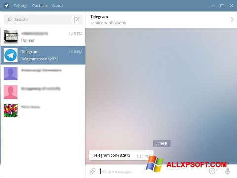 સ્ક્રીનશૉટ Telegram Desktop Windows XP