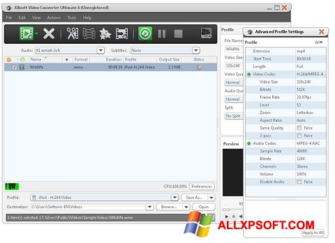 સ્ક્રીનશૉટ Xilisoft Video Converter Windows XP
