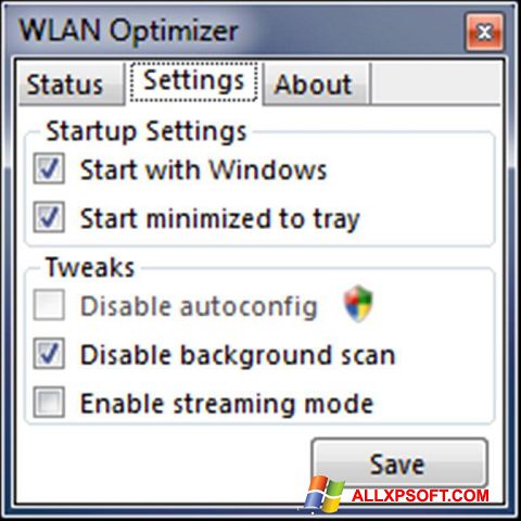 સ્ક્રીનશૉટ WLAN Optimizer Windows XP